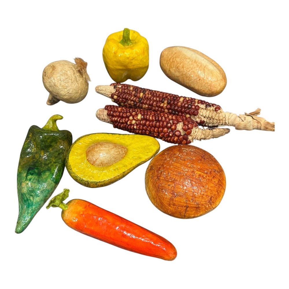 Vegetables Prop Display‎ Lot Of 7 +2 Corn Faux Paper Mache Staging Decor